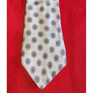 Vtg Johnny Carson 1970's Apparel Italian Silk Tie Foulard Medallion Cream 57x3.5